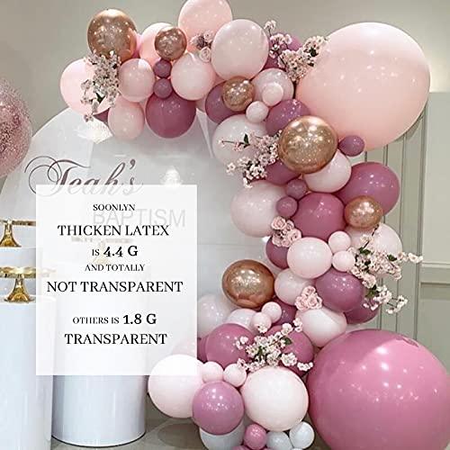Pink Balloons Garland 135 Pcs 18 In 12 In 5 In, Dust Rose Gold Metallic Confetti Latex Balloons Arch Kit for Party Decorations - Decotree.co Online Shop
