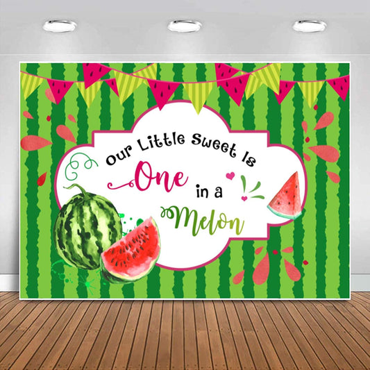 Pink Watermelon Baby Shower Backdrop Summer One in A Melon Watercolor Watermelon Theme Photography Background - Decotree.co Online Shop