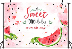 Pink Watermelon Baby Shower Backdrop Summer One in A Melon Watercolor Watermelon Theme Photography Background - Decotree.co Online Shop