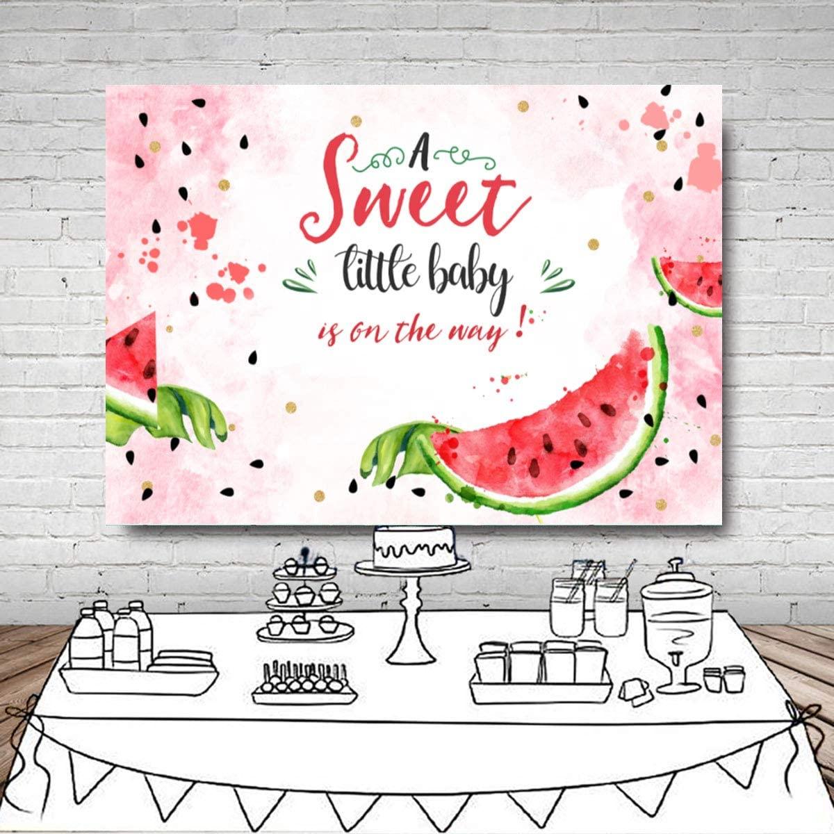 Pink Watermelon Baby Shower Backdrop Summer One in A Melon Watercolor Watermelon Theme Photography Background - Decotree.co Online Shop
