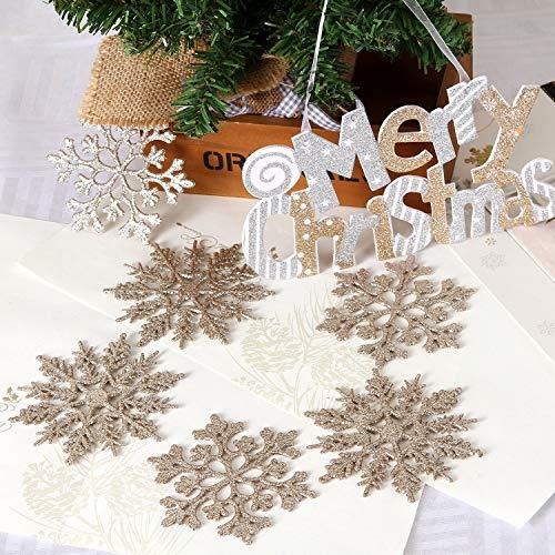 Plastic Christmas Glitter Snowflake Ornaments Christmas Tree Decorations, 4-inch, Set of 36 - Decotree.co Online Shop
