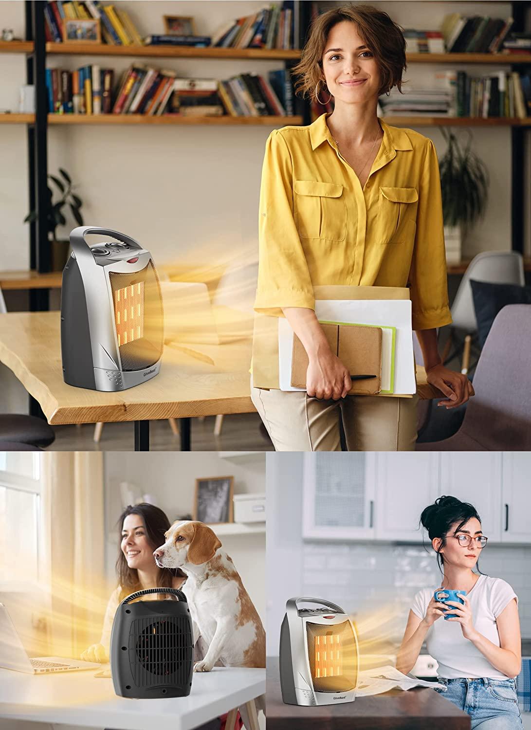 Portable Electric Space Heater with Thermostat, 1500W/750W Safe and Quiet Ceramic Heater Fan - Decotree.co Online Shop