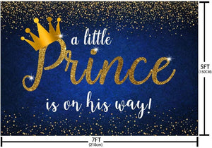 Prince Baby Shower Decoration Backdrop Royal Blue Gold Crown for Boy Baby Shower Party Photography Background - Decotree.co Online Shop