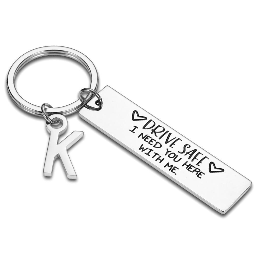 Drive Safe Keychain With Custom Initials Charm - Decotree.co Online Shop