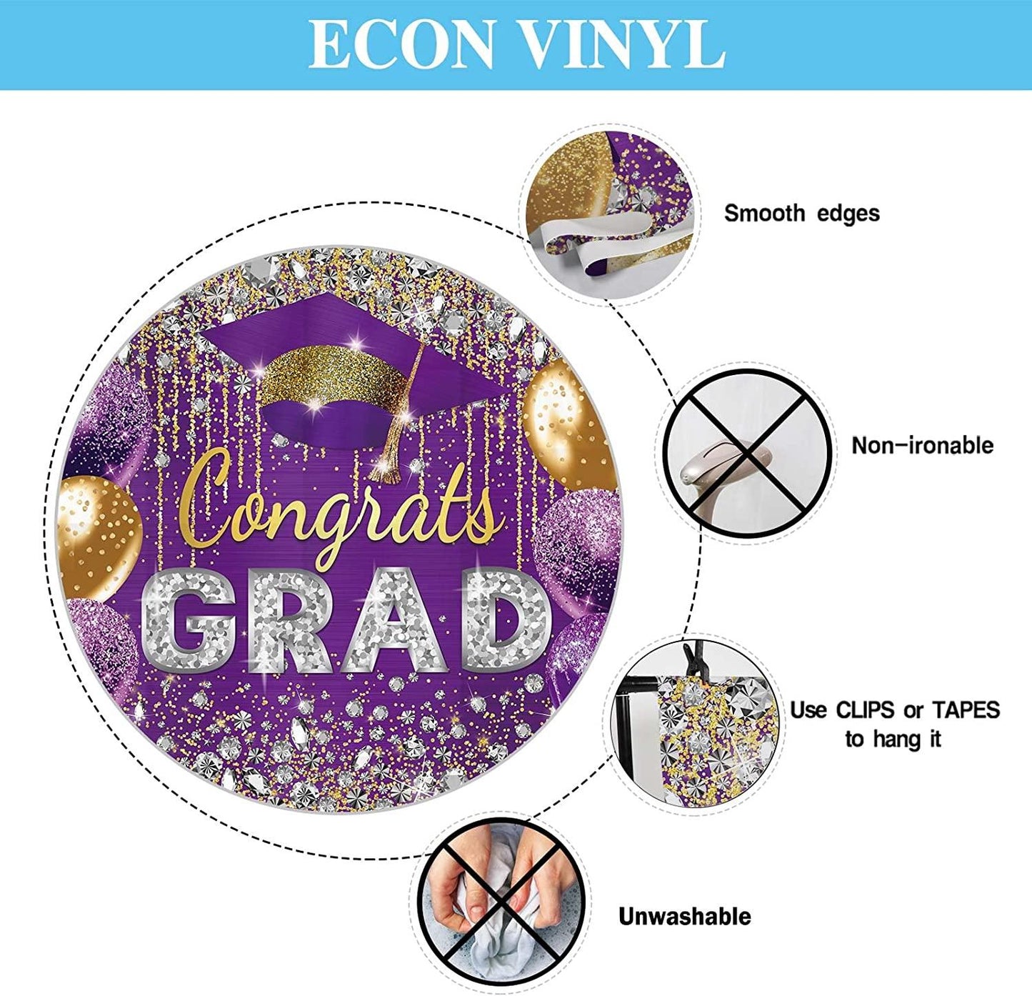 Purple and Gold Graduation Backdrop for Girl Boy Photography Master Congratulations Congrats Grad Class of 2023 - Decotree.co Online Shop