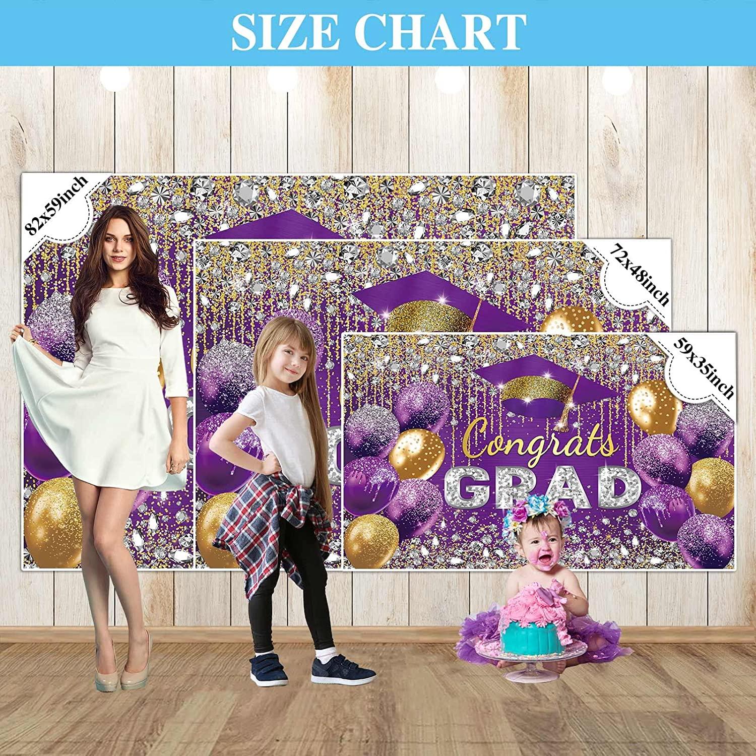Purple and Gold Graduation Backdrop for Girl Boy Photography Master Congratulations Congrats Grad Class of 2023 - Decotree.co Online Shop