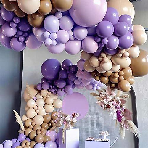 Purple Balloon Kit 147PCS 18In 12In 5In Macaron Purple Skin color Brown Morphine Balloon Arch Garland - Decotree.co Online Shop