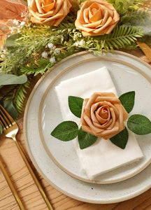 Real Looking Gold Foam Fake Roses with Stems for DIY Wedding Bouquets - Decotree.co Online Shop