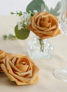 Real Looking Gold Foam Fake Roses with Stems for DIY Wedding Bouquets - Decotree.co Online Shop