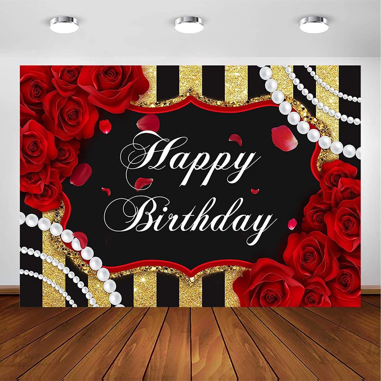 Red Rose Birthday Backdrop for Girls Woman Party Decorations Red Roses Floral Pearl - Decotree.co Online Shop