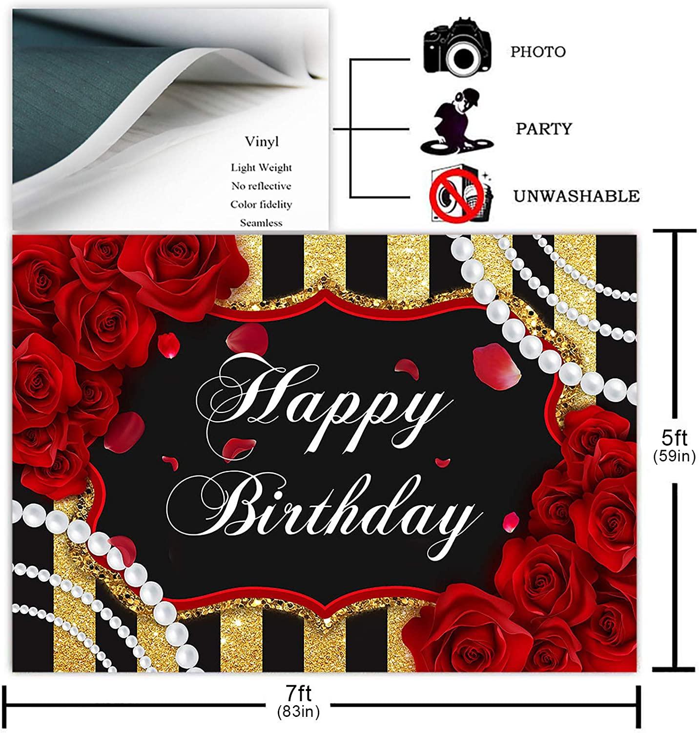 Red Rose Birthday Backdrop for Girls Woman Party Decorations Red Roses Floral Pearl - Decotree.co Online Shop