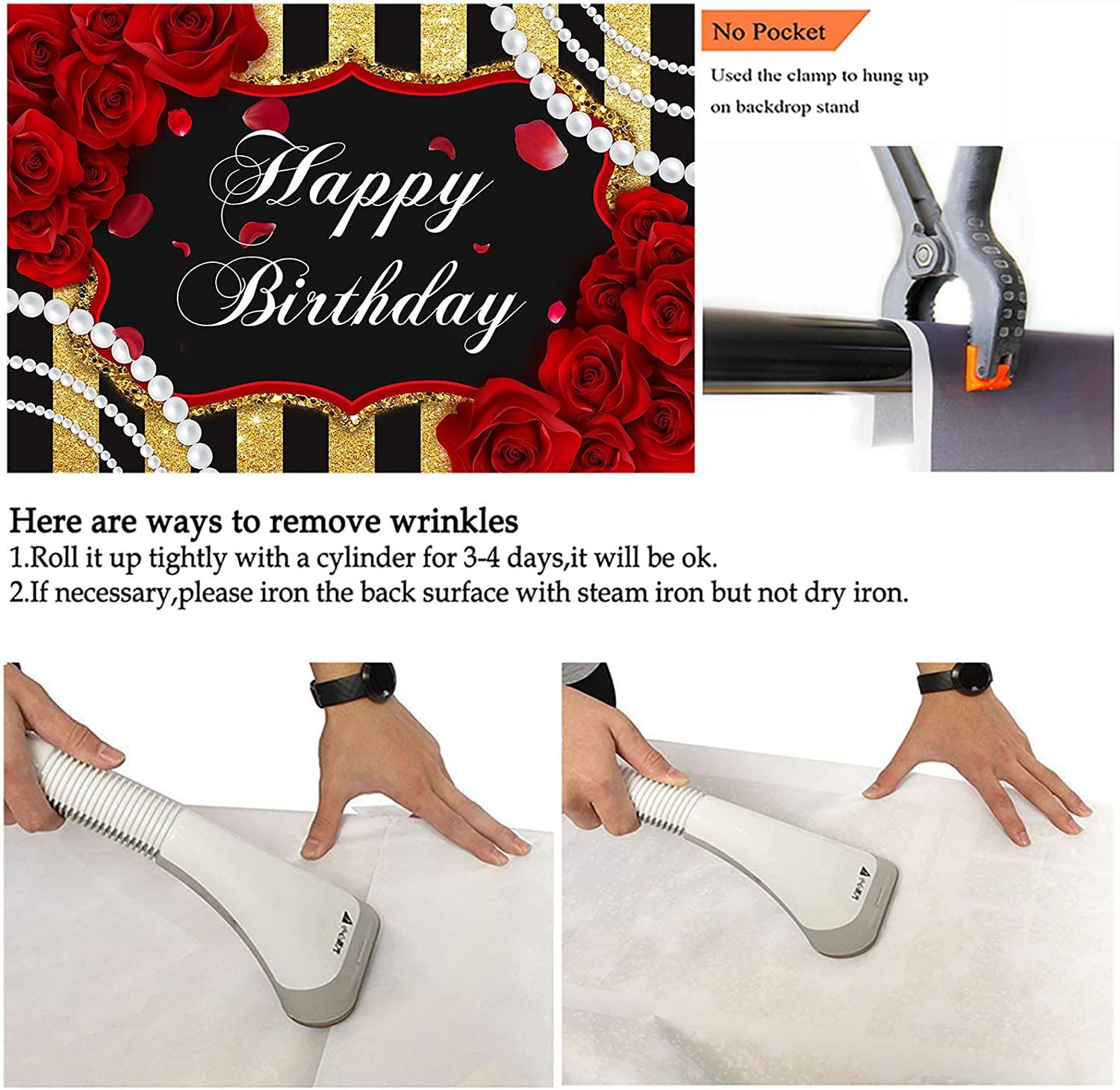 Red Rose Birthday Backdrop for Girls Woman Party Decorations Red Roses Floral Pearl - Decotree.co Online Shop