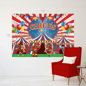Red Stripe Carnival Circus Theme Photography Backdrop for Children Kids 1st Birthday Party - Decotree.co Online Shop