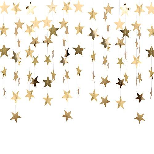 Reflective Star Paper Garland Gold Sparkling Star Bunting Banner for Christmas Decoration - Decotree.co Online Shop