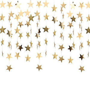 Reflective Star Paper Garland Gold Sparkling Star Bunting Banner for Christmas Decoration - Decotree.co Online Shop