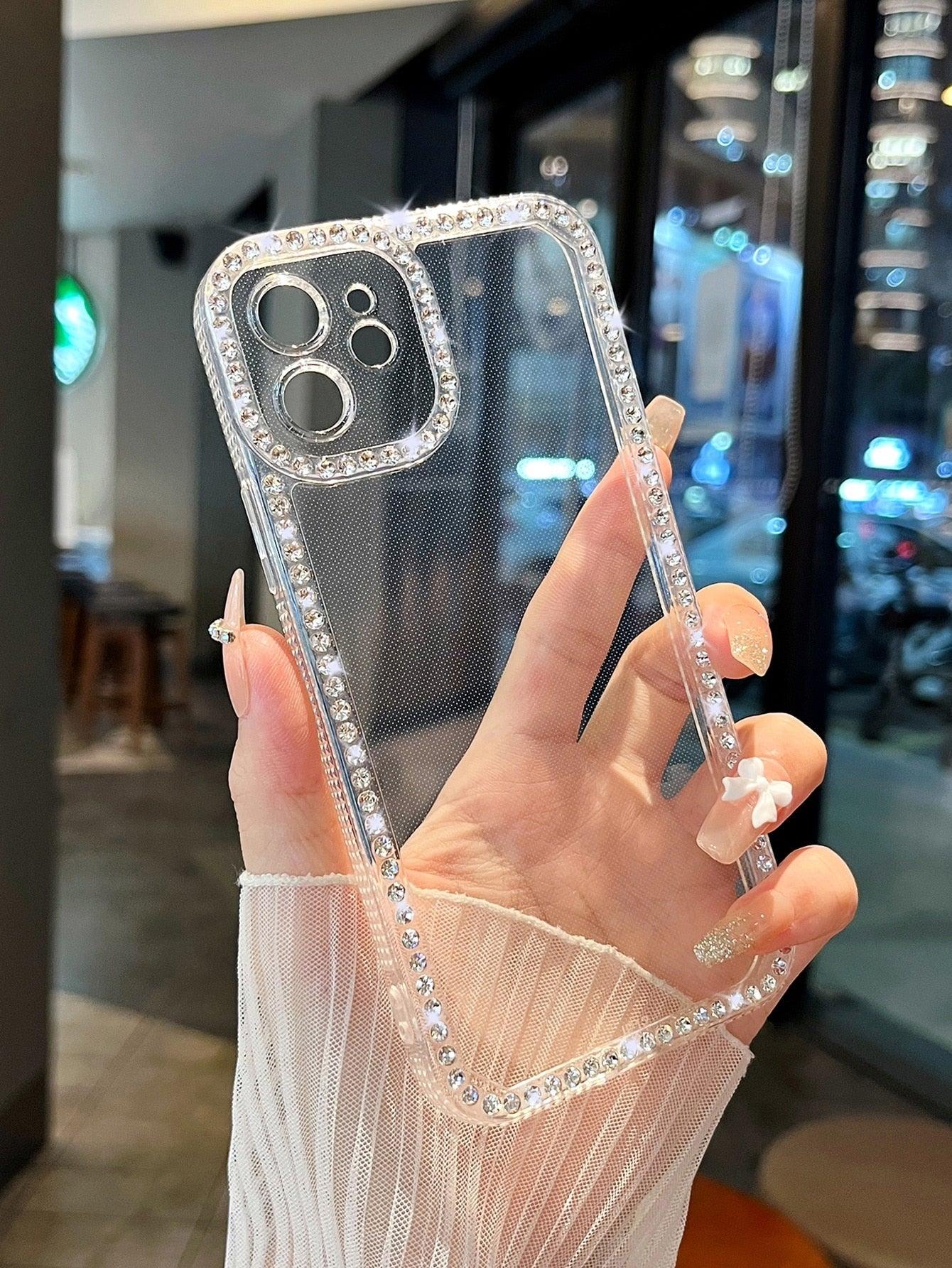 Rhinestone Decor Clear Phone Case - Decotree.co Online Shop