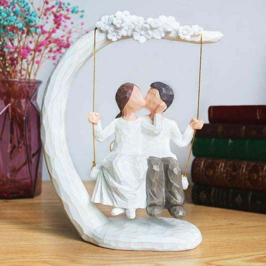 Romantic Couple Figurines in Love , 9Inch Hand Painted Sweet Loving Together Couple Sculpture Best Gift for Valentine's Day - Decotree.co Online Shop