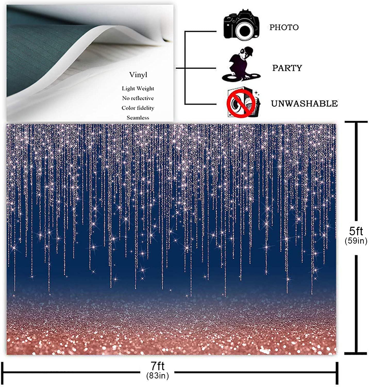 Rose Gold and Navy Glitter Sparkle Backdrop for Adult Kids Bday Party Decorations Photography Background - Decotree.co Online Shop