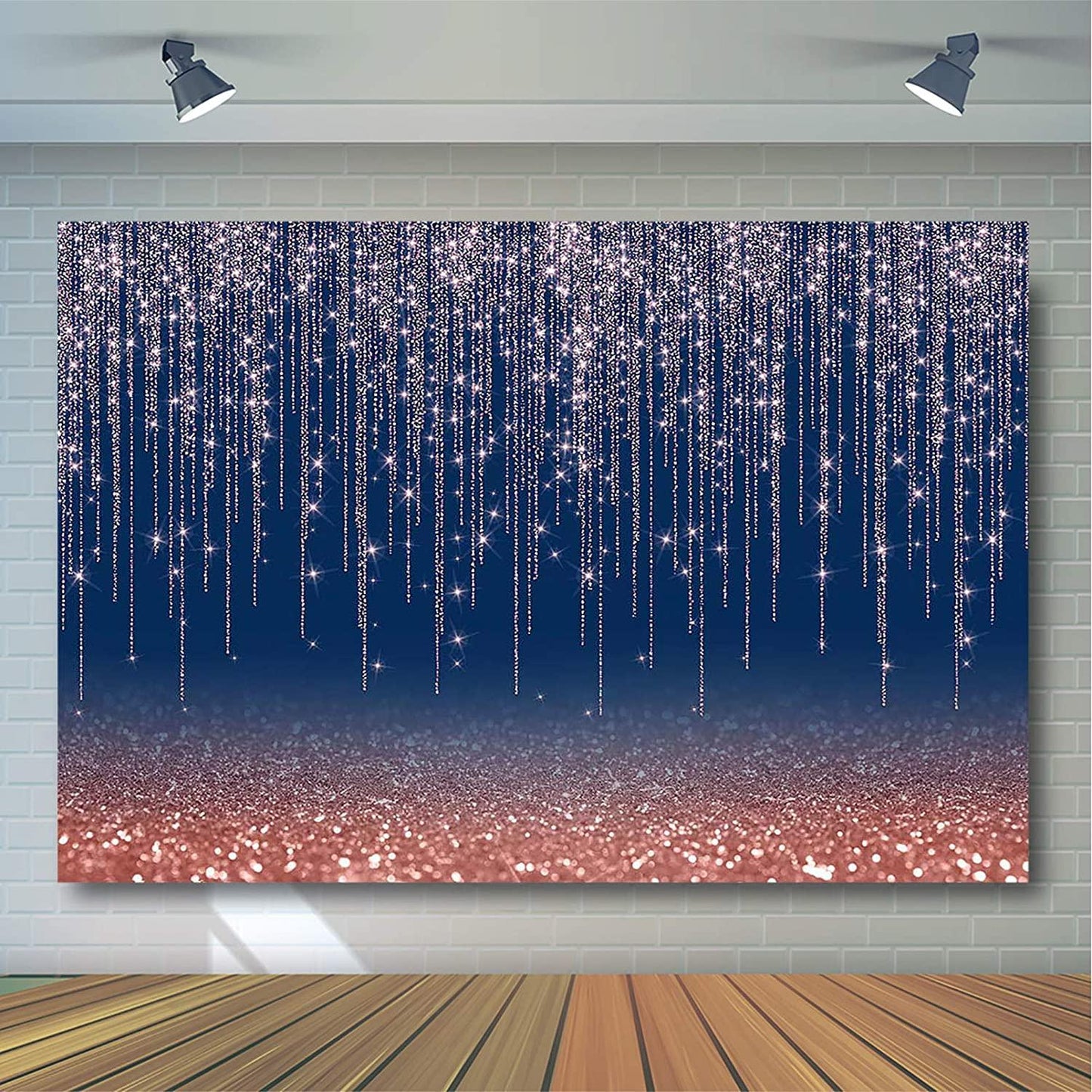 Rose Gold and Navy Glitter Sparkle Backdrop for Adult Kids Bday Party Decorations Photography Background - Decotree.co Online Shop