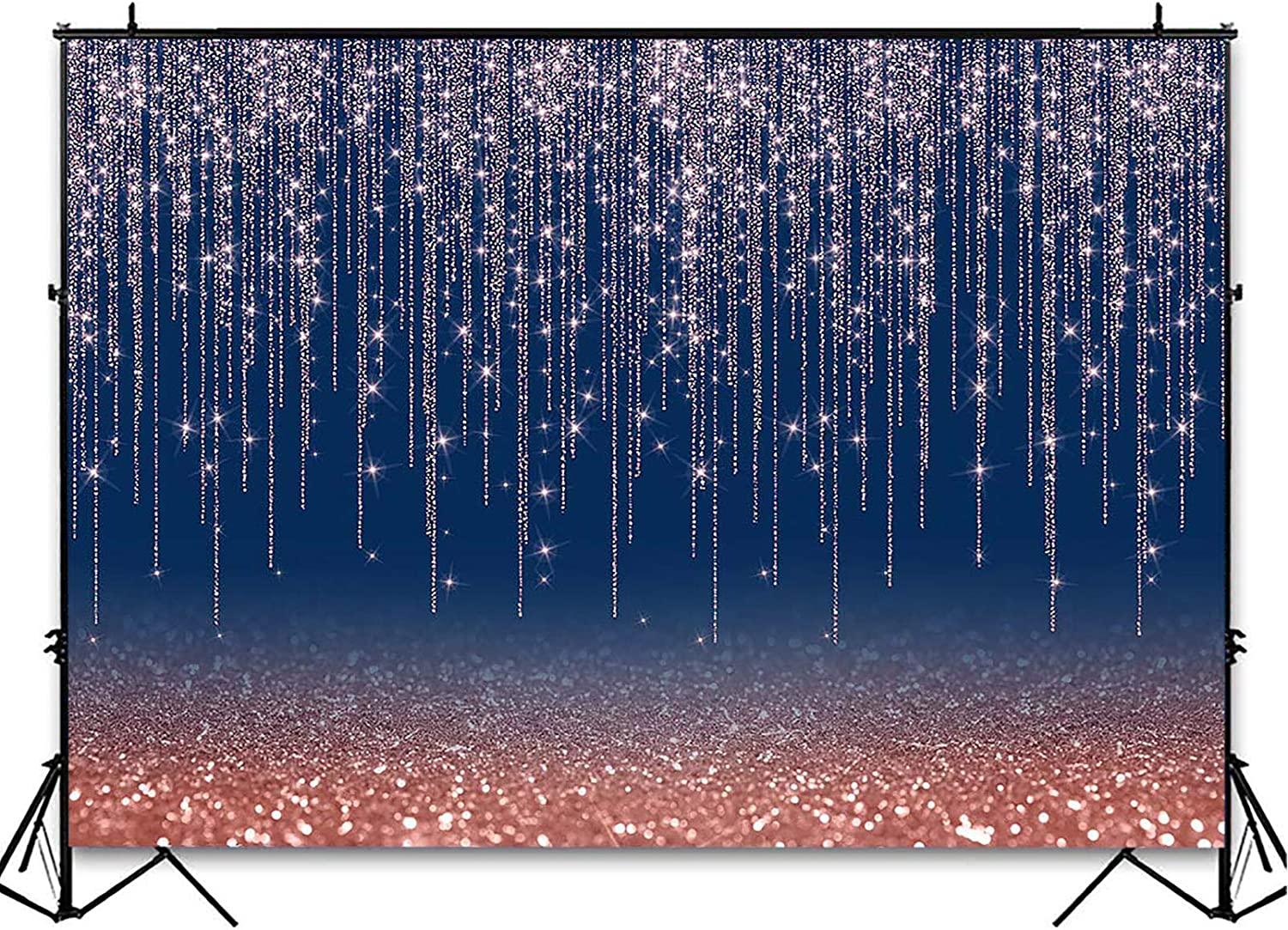 Rose Gold and Navy Glitter Sparkle Backdrop for Adult Kids Bday Party Decorations Photography Background - Decotree.co Online Shop