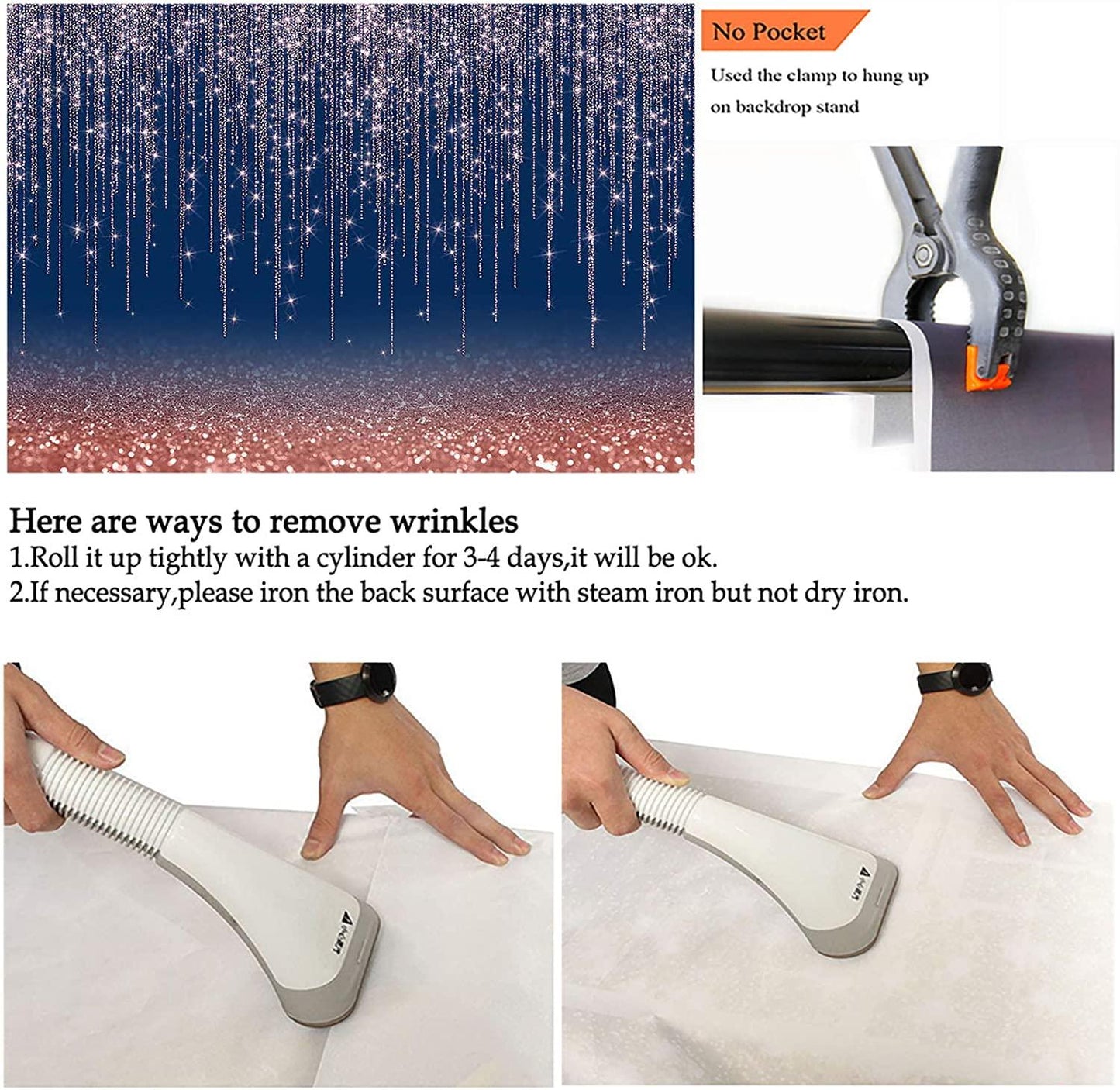 Rose Gold and Navy Glitter Sparkle Backdrop for Adult Kids Bday Party Decorations Photography Background - Decotree.co Online Shop