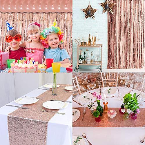 Rose Gold Balloons Party Decorations Supplies Set 35 Pack Include 30 Balloons, 2 Foil Fringe Curtains, 1 Rose Gold Sequin Table Runner, 2 Foil Ribbon - Decotree.co Online Shop