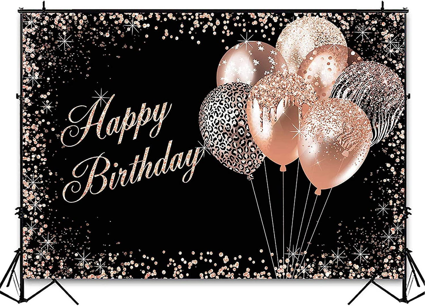 Rose Gold Birthday Backdrop for Girls Women Happy Birthday Party Decoration Photoshoot - Decotree.co Online Shop