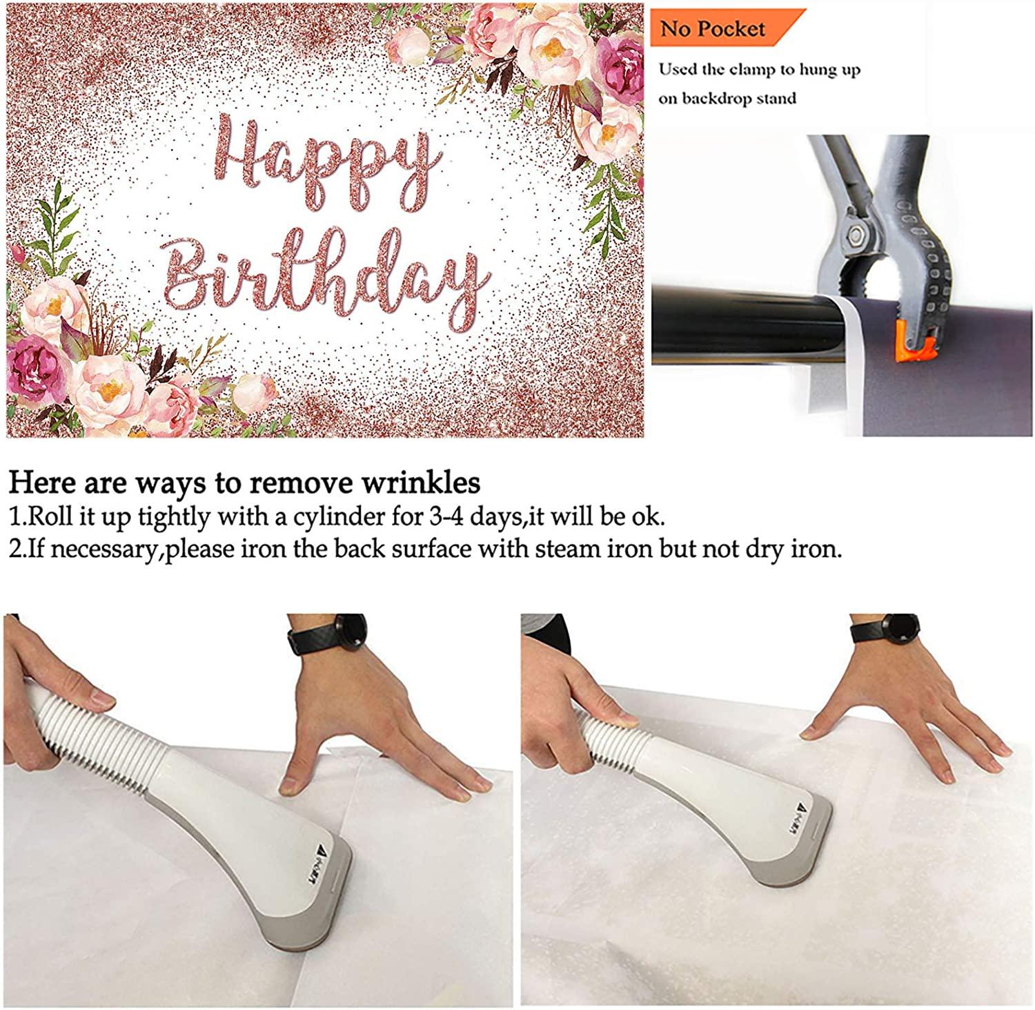 Rose Gold Birthday Backdrop for Girls Women Happy Birthday Party Photography Background - Decotree.co Online Shop