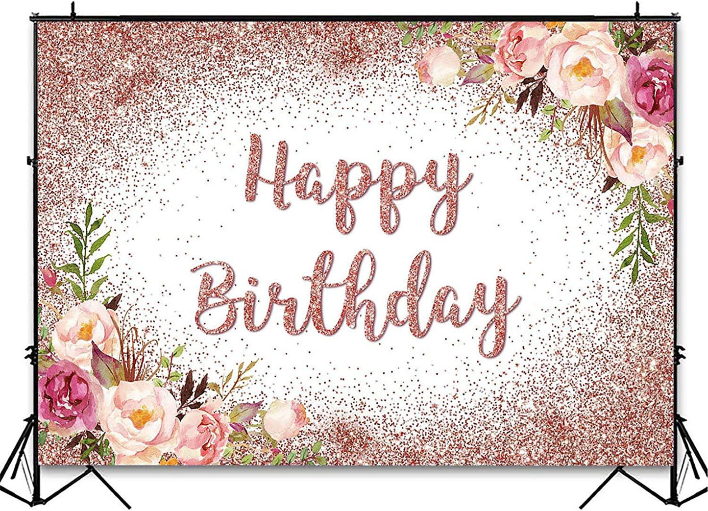 Rose Gold Birthday Backdrop for Girls Women Happy Birthday Party Photography Background - Decotree.co Online Shop