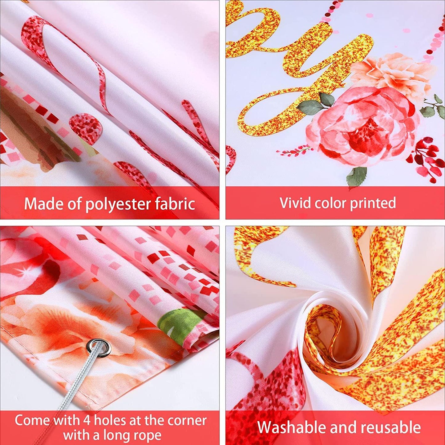 Rose Gold Happy Birthday Backdrop Decorations for Women Pink and Gold Background - Decotree.co Online Shop
