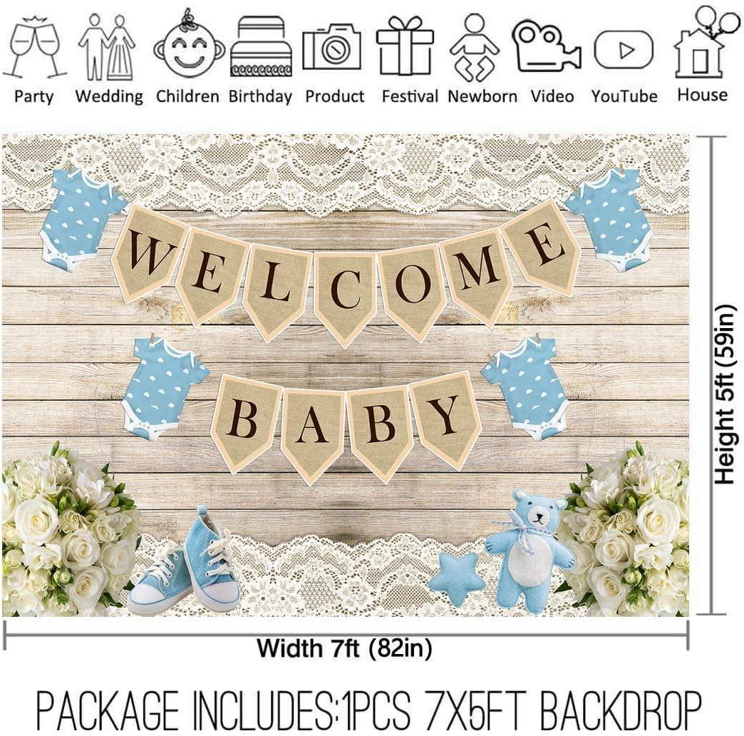 Rustic Welcome Baby Backdrop Background for boy Boys Birthday Photo Shoot Booth - Decotree.co Online Shop