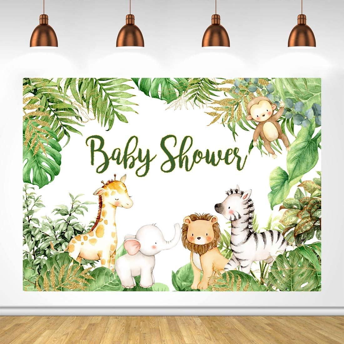 Safari Animals Baby Shower Photography Backdrop Jungle Baby Shower Background - Decotree.co Online Shop