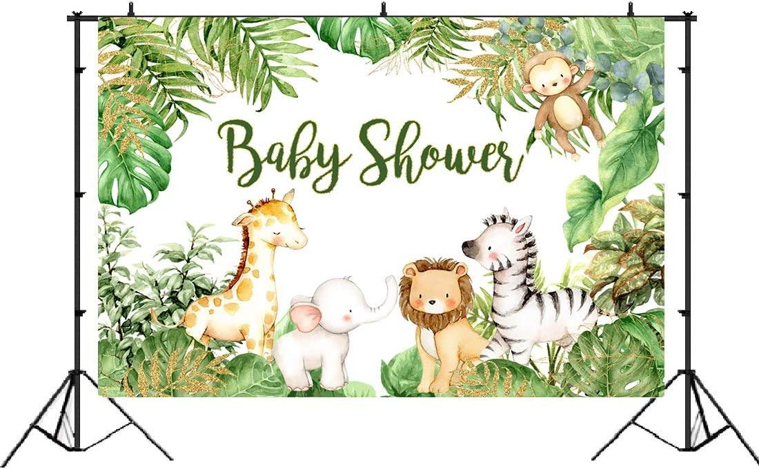 Safari Animals Baby Shower Photography Backdrop Jungle Baby Shower Background - Decotree.co Online Shop