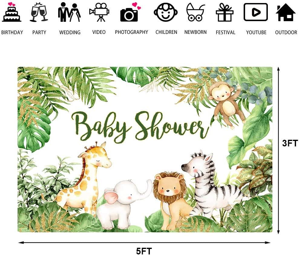 Safari Animals Baby Shower Photography Backdrop Jungle Baby Shower Background - Decotree.co Online Shop