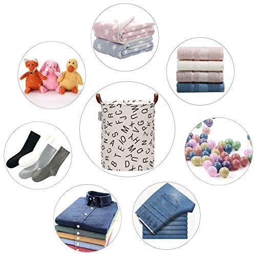 Sea Team Letter Pattern Laundry Hamper Canvas Fabric Laundry Basket Collapsible Storage Bin with PU Leather Handles and Drawstring Closure, 19.7 by 15.7 inches, Black - Decotree.co Online Shop