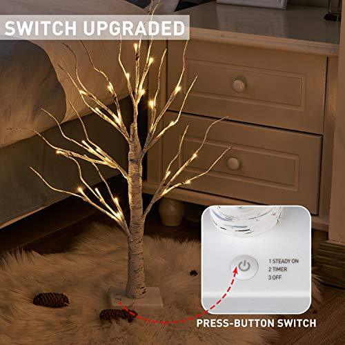 Set of 2 2FT 24LT Birch Tree Battery Powered Warm White LED for Home Decoration, Wedding - Decotree.co Online Shop