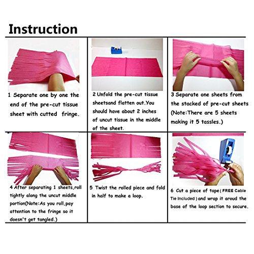Shiny Tassel Garland Tissue Paper Tassels Banner Decoration for Birthday Party, Bridal Shower, Table Decor, Metallic Gold+Tan+Ivory, 15 pcs - Decotree.co Online Shop