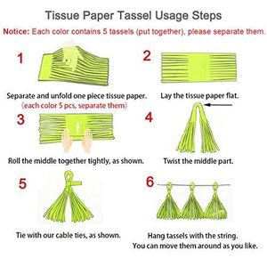 Shiny Tassel Garland Tissue Paper Tassels Banner Decoration for Birthday Party, Bridal Shower, Table Decor, Metallic Gold+Tan+Ivory, 15 pcs - Decotree.co Online Shop