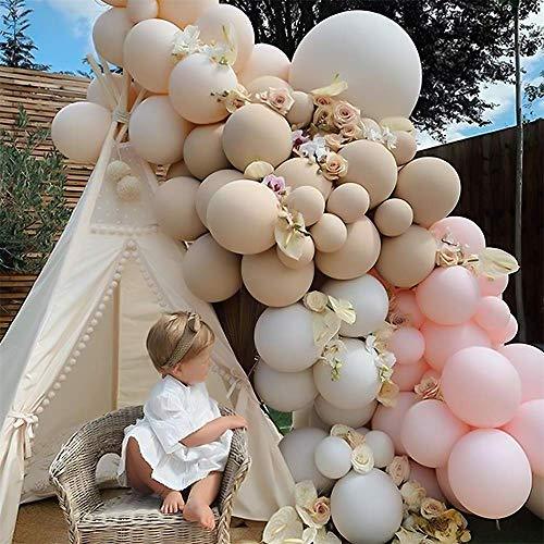 Skin Color Balloon Kit 134PCS 18In 12In 5In Macaron Pink White Balloon Arch Garland - Decotree.co Online Shop