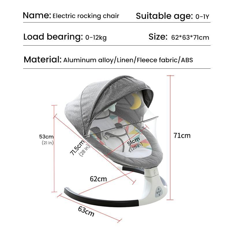 Smart Electric Baby Cradle Crib Rocking Chair Baby Bouncer Newborn Calm Chair Bluetooth with Belt Remote Control - Decotree.co Online Shop