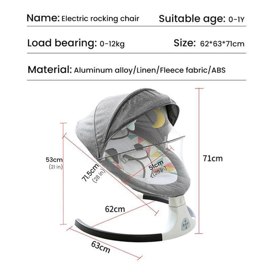 Smart Electric Baby Cradle Crib Rocking Chair Baby Bouncer Newborn Calm Chair Bluetooth with Belt Remote Control - Decotree.co Online Shop