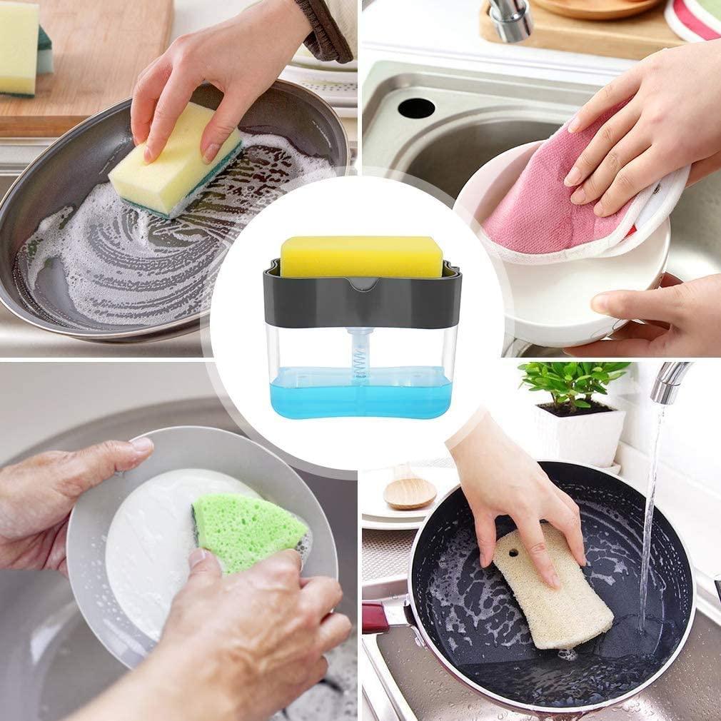 Soap Pump Dispenser and Sponge Holder for Kitchen Sink Dish Washing Soap Dispenser - Decotree.co Online Shop