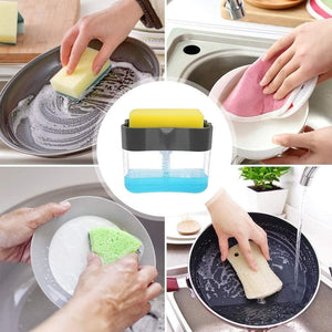 Soap Pump Dispenser and Sponge Holder for Kitchen Sink Dish Washing Soap Dispenser - Decotree.co Online Shop