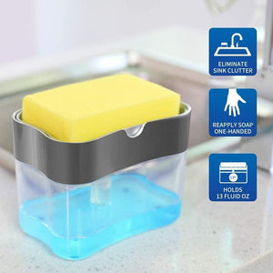 Soap Pump Dispenser and Sponge Holder for Kitchen Sink Dish Washing Soap Dispenser - Decotree.co Online Shop