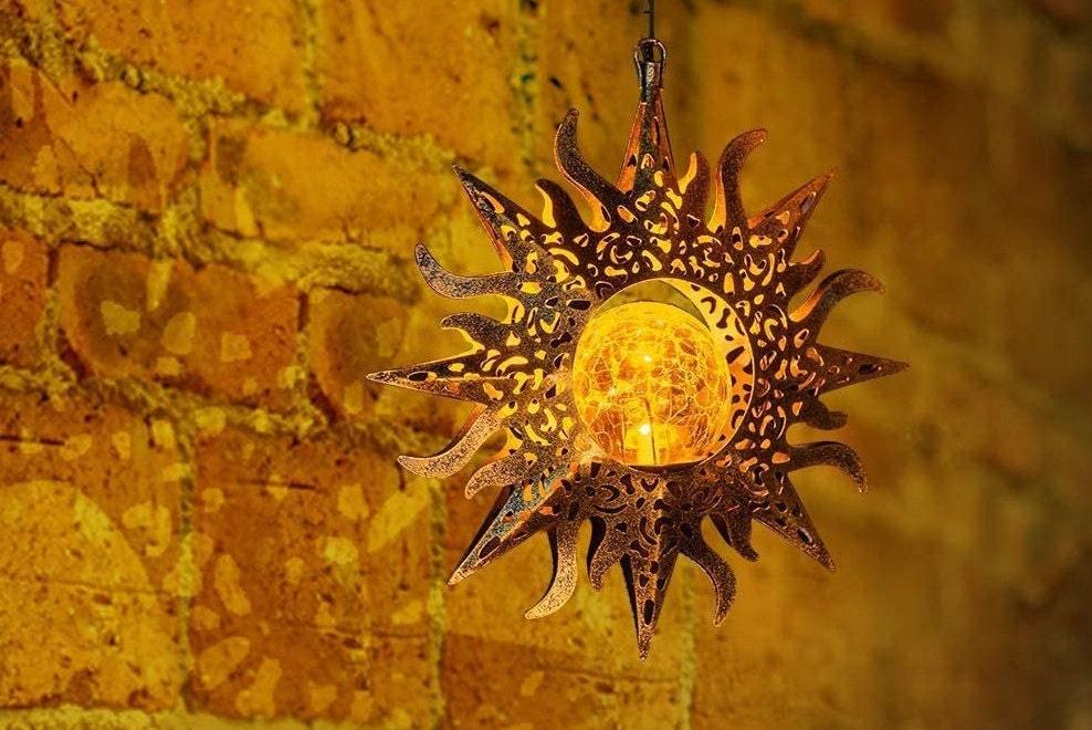Solar Garden Lights Outdoor Decor Hanging Lanterns Metal Sunflower | Sun Solar Lights - Decotree.co Online Shop