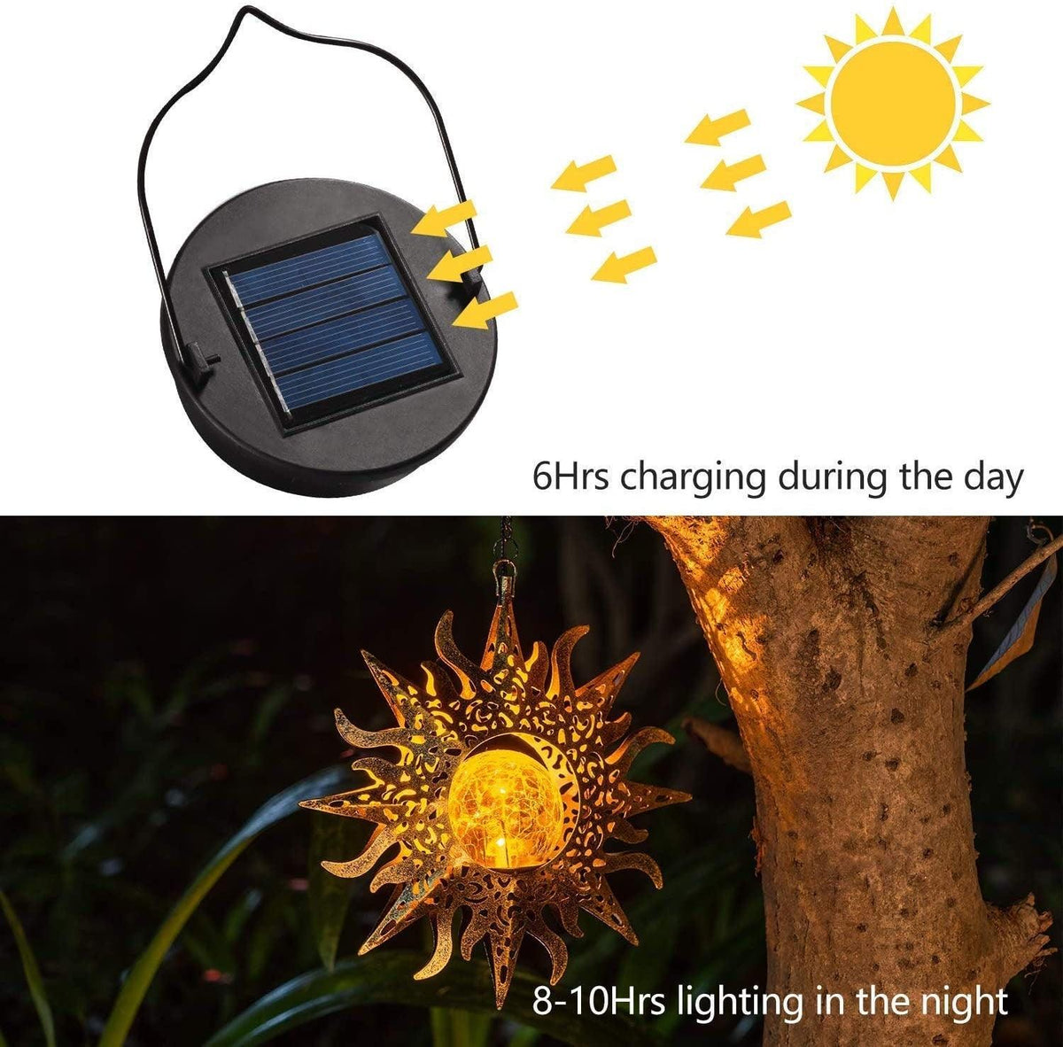 Solar Garden Lights Outdoor Decor Hanging Lanterns Metal Sunflower | Sun Solar Lights - Decotree.co Online Shop