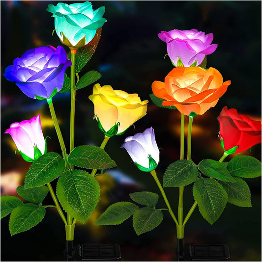 Solar Garden Lights -Solar Lights Outdoor, 7-Color Changing Rose Lights for Yard,Garden Decoration - Decotree.co Online Shop