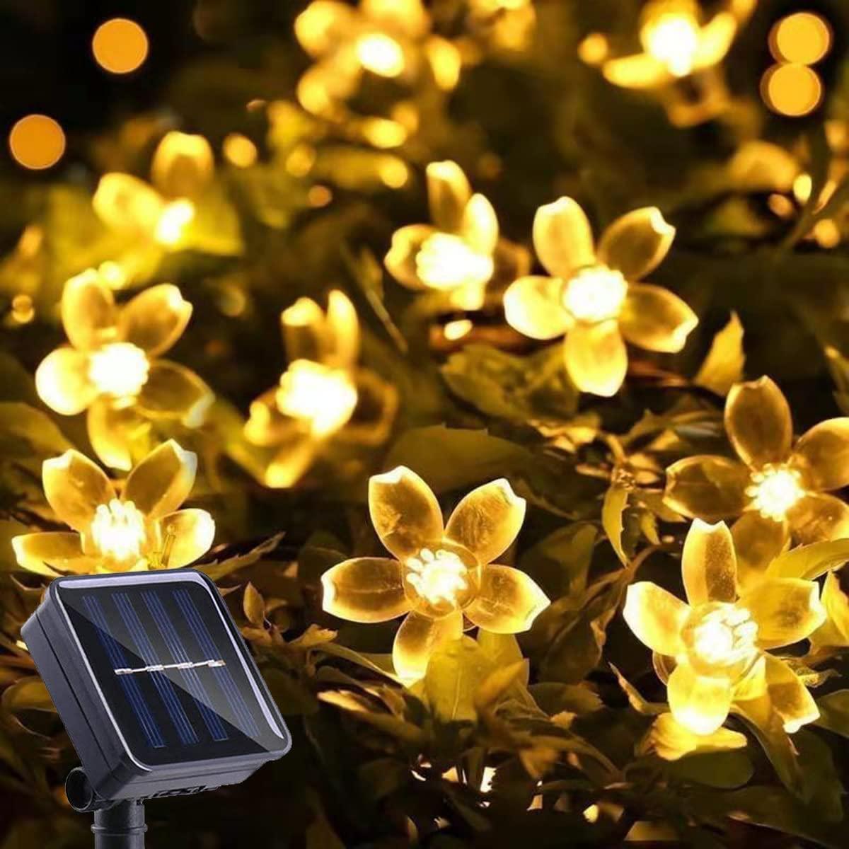 Solar String Flower Lights Outdoor Waterproof 50 LED Fairy Light Decorations for Garden Fence Patio Yard Christmas Tree - Decotree.co Online Shop