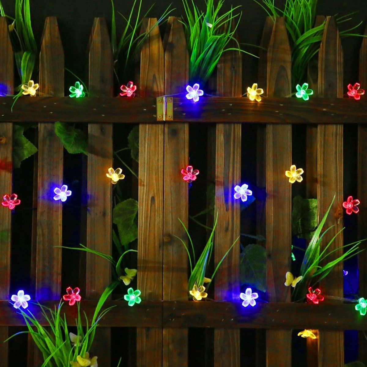 Solar String Flower Lights Outdoor Waterproof 50 LED Fairy Light Decorations for Garden Fence Patio Yard Christmas Tree - Decotree.co Online Shop