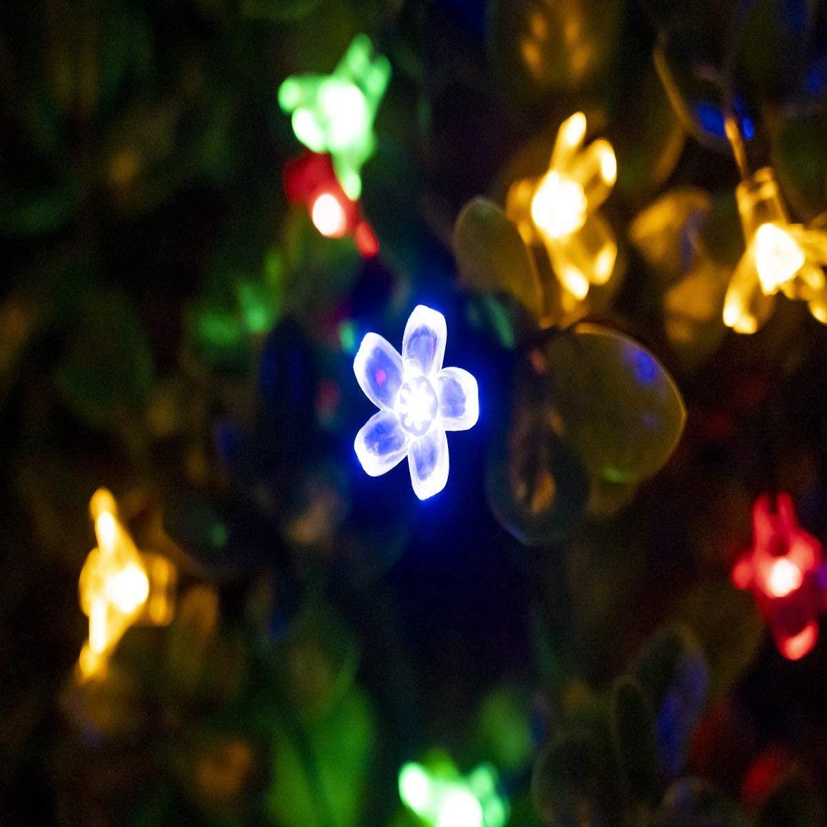 Solar String Flower Lights Outdoor Waterproof 50 LED Fairy Light Decorations for Garden Fence Patio Yard Christmas Tree - Decotree.co Online Shop